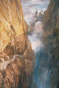 St. Gotthard-vuoren kulku Devils Bridgeltä, 1804 (wc paperilla) tekijältä Joseph Mallord William Turner
