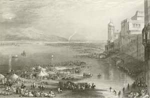 Pyhiinvaeltajat Hurdwarin pyhillä messuilla tekijältä Joseph Mallord William Turner