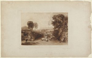 Lampaiden pesu, Windsorin linna (Liber Studiorum -teoksesta) tekijältä Joseph Mallord William Turner