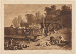 Maatilan piha ja kukko tekijältä Joseph Mallord William Turner
