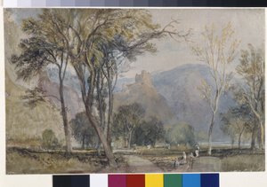 Marxburg (akvarelli valkoiselle paperille harmaalla pesulla) tekijältä Joseph Mallord William Turner