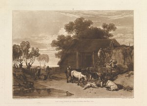 The Straw Yard Liber Studiorum, osa II, levy 7, 20. helmikuuta 1808. tekijältä Joseph Mallord William Turner