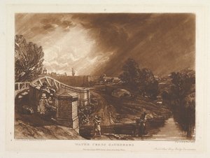 Water Cress Gatherers, Rails Head Ferry Bridge, Twickenham Liber Studiorum, pa..., 1. tammikuuta 1819. tekijältä Joseph Mallord William Turner