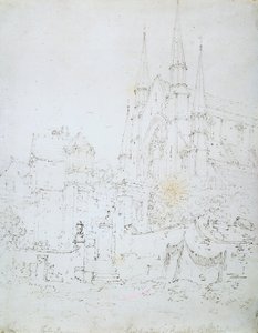 West Window, Worcesterin katedraali (kynä valkoisella paperilla) tekijältä Joseph Mallord William Turner