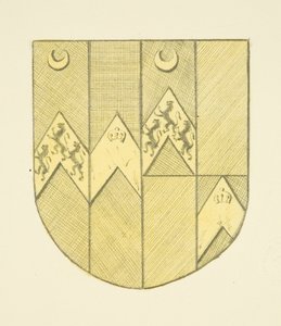 Arms of Brook(e?) messinkilevyllä St Mary Redcliffessä (akvarelli paperille) tekijältä Joseph Manning