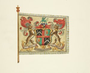 Parturien ja kirurgien lippu, kirjoitettu "De Praescientia Dei", n. 1833 (kynä, akvarelli ja vartaloväri paperille) tekijältä Joseph Manning