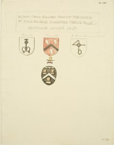 Vaakunat Framptonin haudalla [Frampton] 1357 (kynä ja akvarelli paperilla) tekijältä Joseph Manning