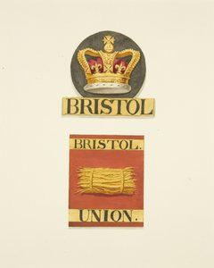 Bristol Crownin ja Bristol Unionin palotoimistojen talomerkit tai palomerkit tekijältä Joseph Manning