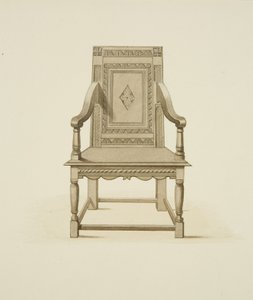 Vanha tuoli tuotu Woodspring Priorysta Temple Churchista (akvarelli paperille) tekijältä Joseph Manning