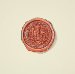 Sinetti, joka kuvaa Pyhää Johannes Kastajaa (ehkä Merchant Taylors), n. 1825 (kynä ja akvarelli paperilla)