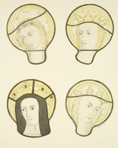 Lasimaalaus itäikkunassa, St Mary Redcliffen pohjoinen risteys (akvarelli paperille) tekijältä Joseph Manning