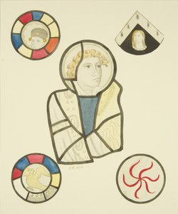Lasimaalaus St Mary Redcliffe -kirkon kanslia pohjoisikkunassa (akvarelli paperille) tekijältä Joseph Manning