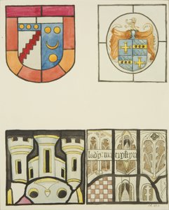 Lasimaalaus Weaversin kappelin ikkunassa Temple Churchissa (akvarelli paperille) tekijältä Joseph Manning