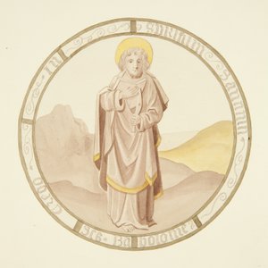 Lasimaalaus piispanpalatsin yksityisen kappelin ikkunassa: St Bartholomew (akvarelli paperille)