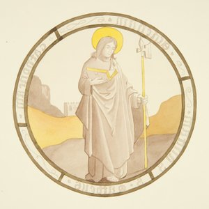 Lasimaalaus piispanpalatsin yksityisen kappelin ikkunassa: St Matthew (akvarelli paperille) tekijältä Joseph Manning