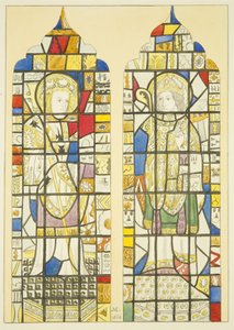 Lasimaalaus ikkunassa Canyngesin muistomerkin päällä St Mary Redcliffessä (akvarelli paperille) tekijältä Joseph Manning