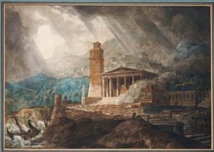 Capriccio roomalaisesta satamasta myrskyn aikana tekijältä Joseph Michael Gandy