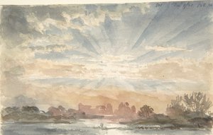 Maisema nousevan auringon kanssa, 1. joulukuuta 1828, 8.30, 1828. tekijältä Joseph Michael Gandy