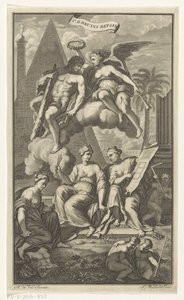 Hercules kruunasi Victoria CD. Bruyns Reysen (otsikko esineessä) Nimisivu: Cornelis de Bruyn, Reizen, 1698 tekijältä Joseph Mulder