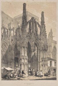 Keskiajan arkkitehtuuri: Louviers, Normandia, South Porch tekijältä Joseph Nash