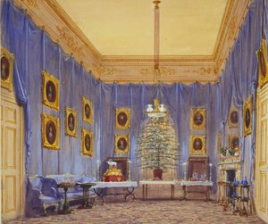 Kuningatar Victorian joulukuusi, Windsorin linna, 1845 tekijältä Joseph Nash