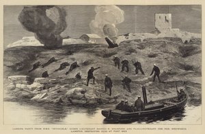 Alexandrian pommitukset, HMS Invinciblen maihinnousupartio, luutnantti Barton R Bradfordin ja kunnianarvoisa lippuluutnantti Hedworth Lambtonin johdolla, jotka tuhosivat aseita Fort Mexissä tekijältä Joseph Nash