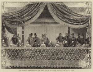 Italian kuninkaallisen oopperan valtionesitys, Royal Box (kaiverrus) tekijältä Joseph Nash