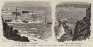 SS Suffolkin hylky, karjaa aluksella, Lizard Headissa, Cornwallissa