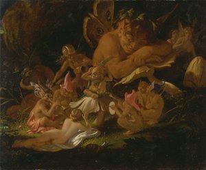 Puck ja keijut, elokuvasta "Juhannusyön unelma". tekijältä Joseph Noel Paton
