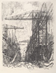 Building Destroyers, No.I, 1917. tekijältä Joseph Pennell