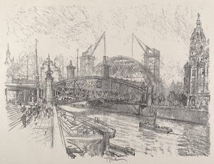 Friedrichstrassen aseman rakentaminen, 1921. tekijältä Joseph Pennell