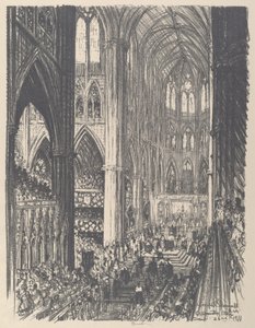 Kuningas Yrjö V:n ja kuningatar Maryn kruunaus Westminster Abbeyssa, 1911. tekijältä Joseph Pennell