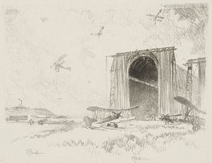 Englantilainen sotatyö: The Balloon-Shed tekijältä Joseph Pennell