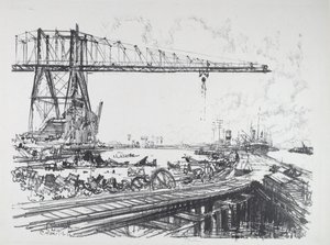 Ranskan kanava ja amerikkalaiset nosturit, 1912. tekijältä Joseph Pennell