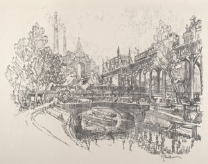 Landwehrin kanava, Berliini, 1921. tekijältä Joseph Pennell