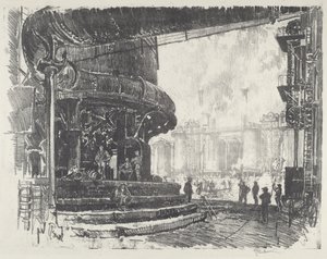 Harkkoraudan valmistus, 1916. tekijältä Joseph Pennell