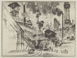 Kaivoksen suu, Ruhrort lähellä Oberhausenia tekijältä Joseph Pennell