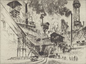 Mouth of the Mine, Ruhrort lähellä Oberhausenia, 1910. tekijältä Joseph Pennell
