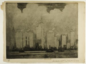 N.Y. 23rd St. Ferry-In the Mist of a Morning (N.Y. 23rd St. Ferry - aamun sumussa) tekijältä Joseph Pennell