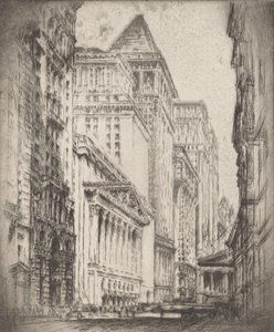 New Yorkin pörssi, 1923. tekijältä Joseph Pennell