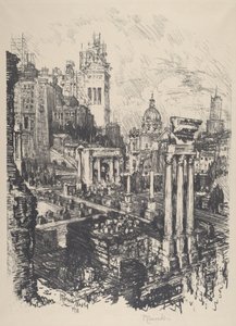 Vanha ja Uusi Rooma, Victor Emanuel -monumentti, 1911. tekijältä Joseph Pennell