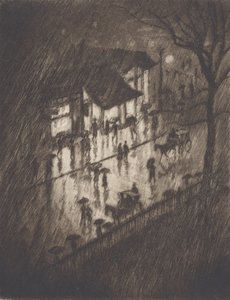 Rainy Night, Charing Cross Shops, 1903. tekijältä Joseph Pennell