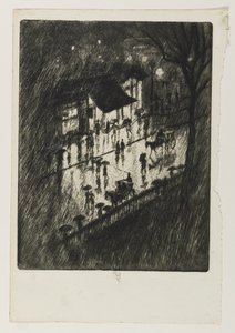 Rainy Night, Charing Cross Shops, 1903 tekijältä Joseph Pennell