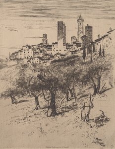 San Gimignano, 1883. tekijältä Joseph Pennell