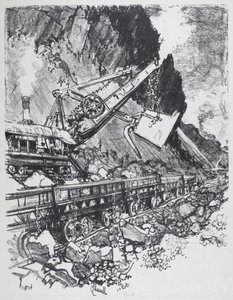 Steam Shovel in the Cut Bas Obispossa tekijältä Joseph Pennell