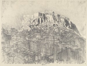 Auringonnousu Akropoliin yllä, 1913. tekijältä Joseph Pennell
