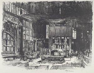 Akolyytit valmistelevat sotajumalan alttaria, 1916. tekijältä Joseph Pennell