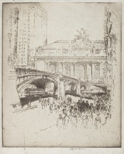 Lähestymistapa Grand Centraliin, New York tekijältä Joseph Pennell