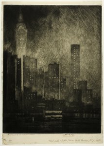 Kultainen risti, Cedar Street -rakennus tekijältä Joseph Pennell