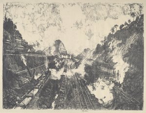 The Cut, Ancon Hillin suuntaan, 1912. tekijältä Joseph Pennell